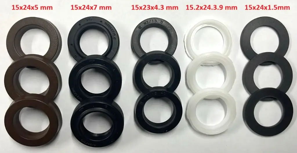 KIT SELLOS AGUA (15mm) ACEITE Y ARANDELAS PLASTICAS COMPLETO